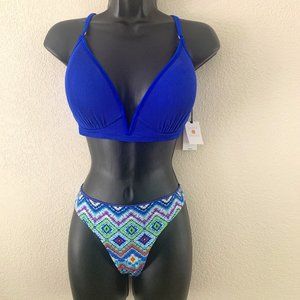 SHADE & SHORE Lightly Lined Swim Bra 36C (NWT) Cobalt bikini L tinibikini bottom